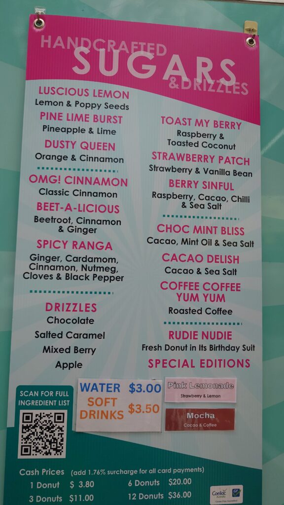 OMG donuts menu